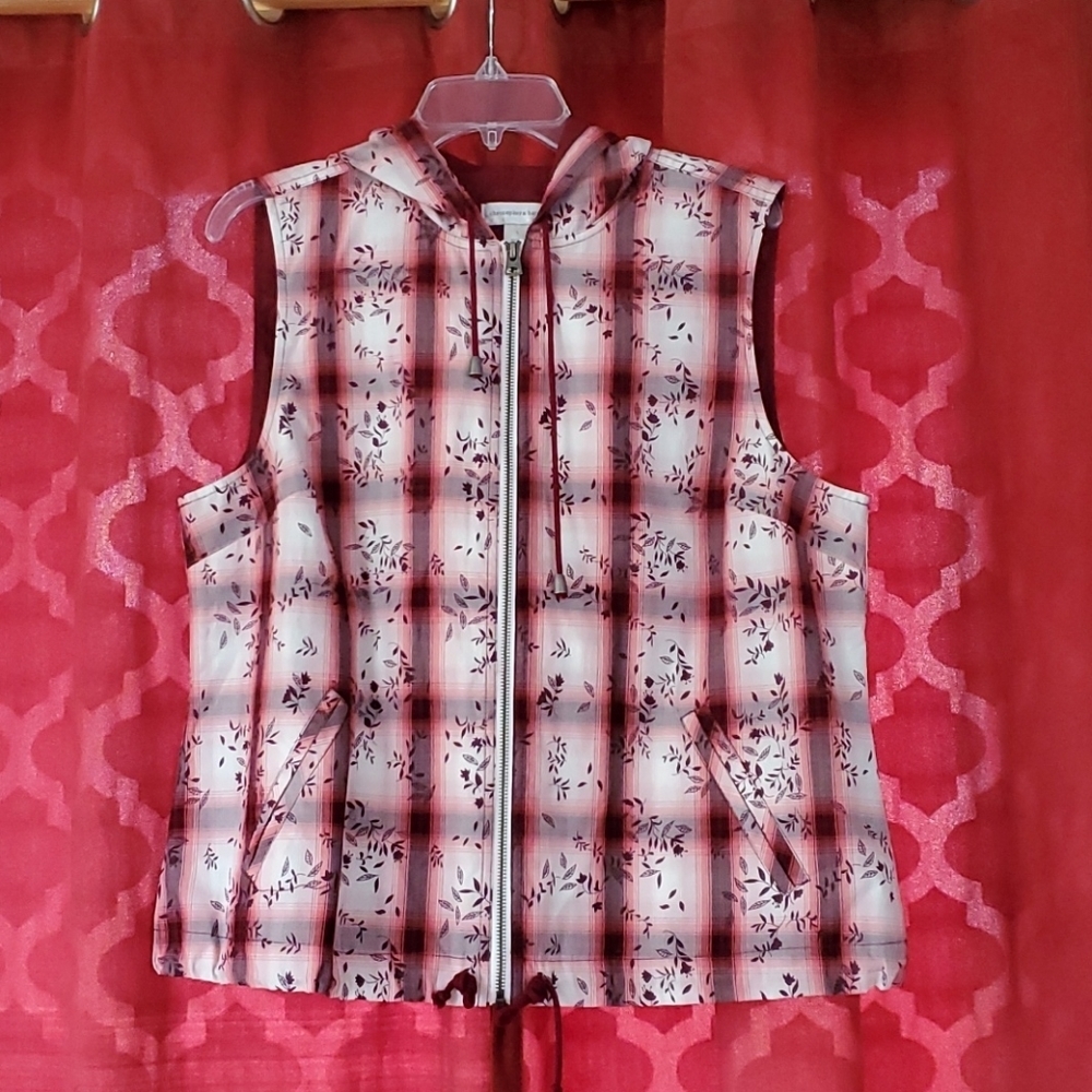 Christopher & Banks Women's L Floral Striped Vest
